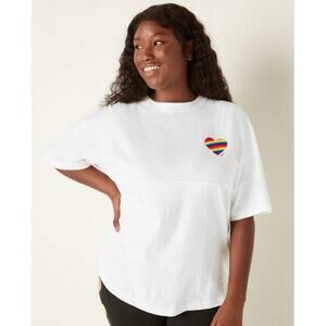 Victoria’s Secret Pink Varsity Short Sleeve Crew Tee Pride Rainbow Size Medium